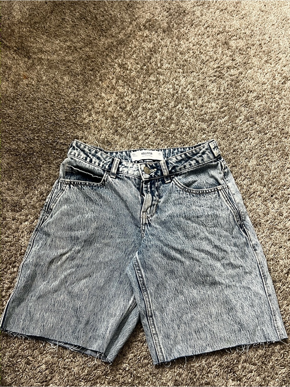 Hollister Light Blue High-Rise Denim Bermuda Shorts
